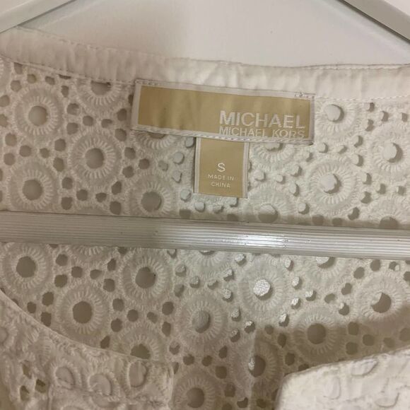 MICHAEL KORS white eyelet cotton top blouse sz s - Picture 4 of 7